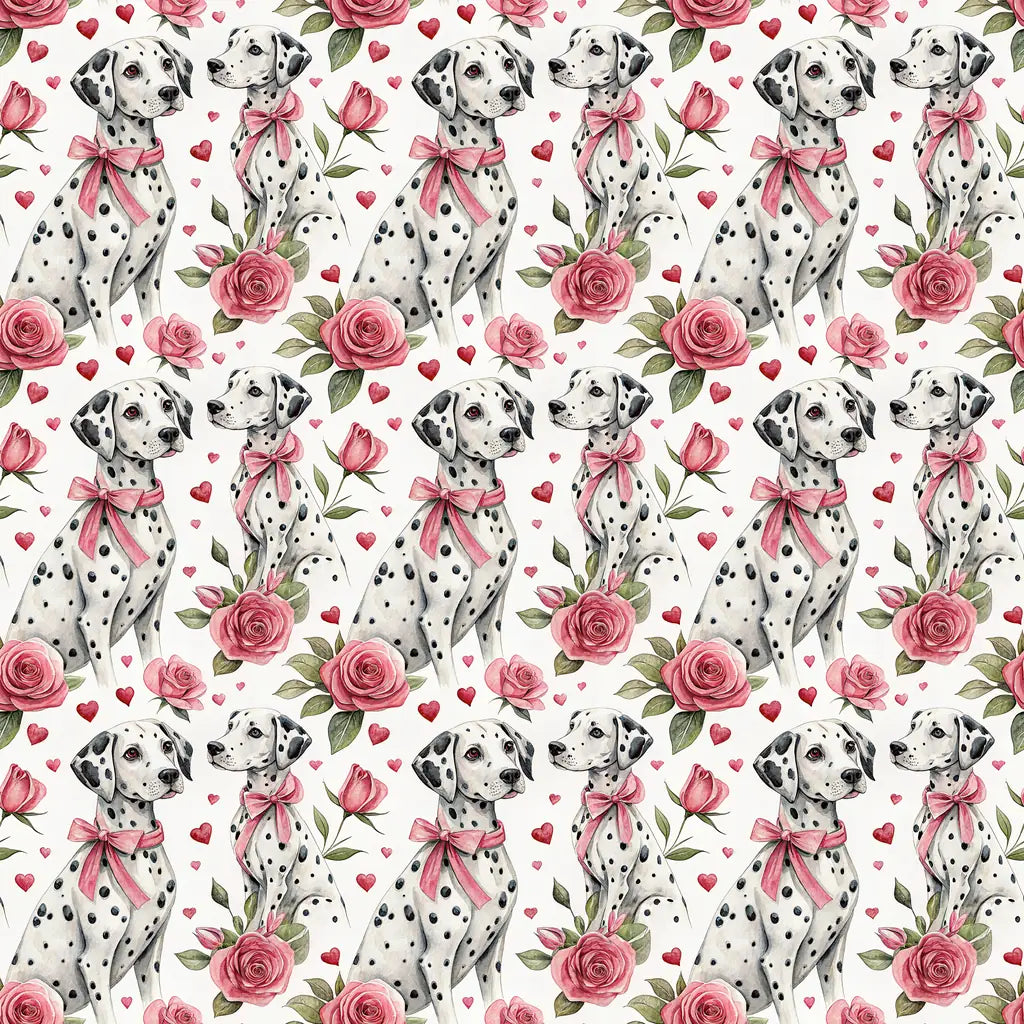 Spotted in Love: Dalmatian Valentine's Day Wrapping Paper — repeating pattern tile