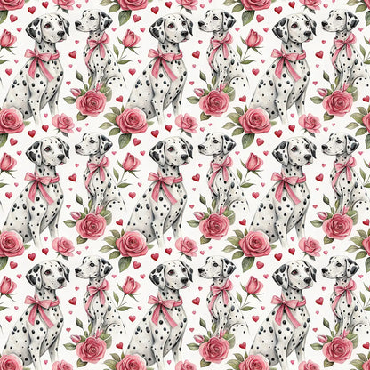 Spotted in Love: Dalmatian Valentine's Day Wrapping Paper — repeating pattern tile