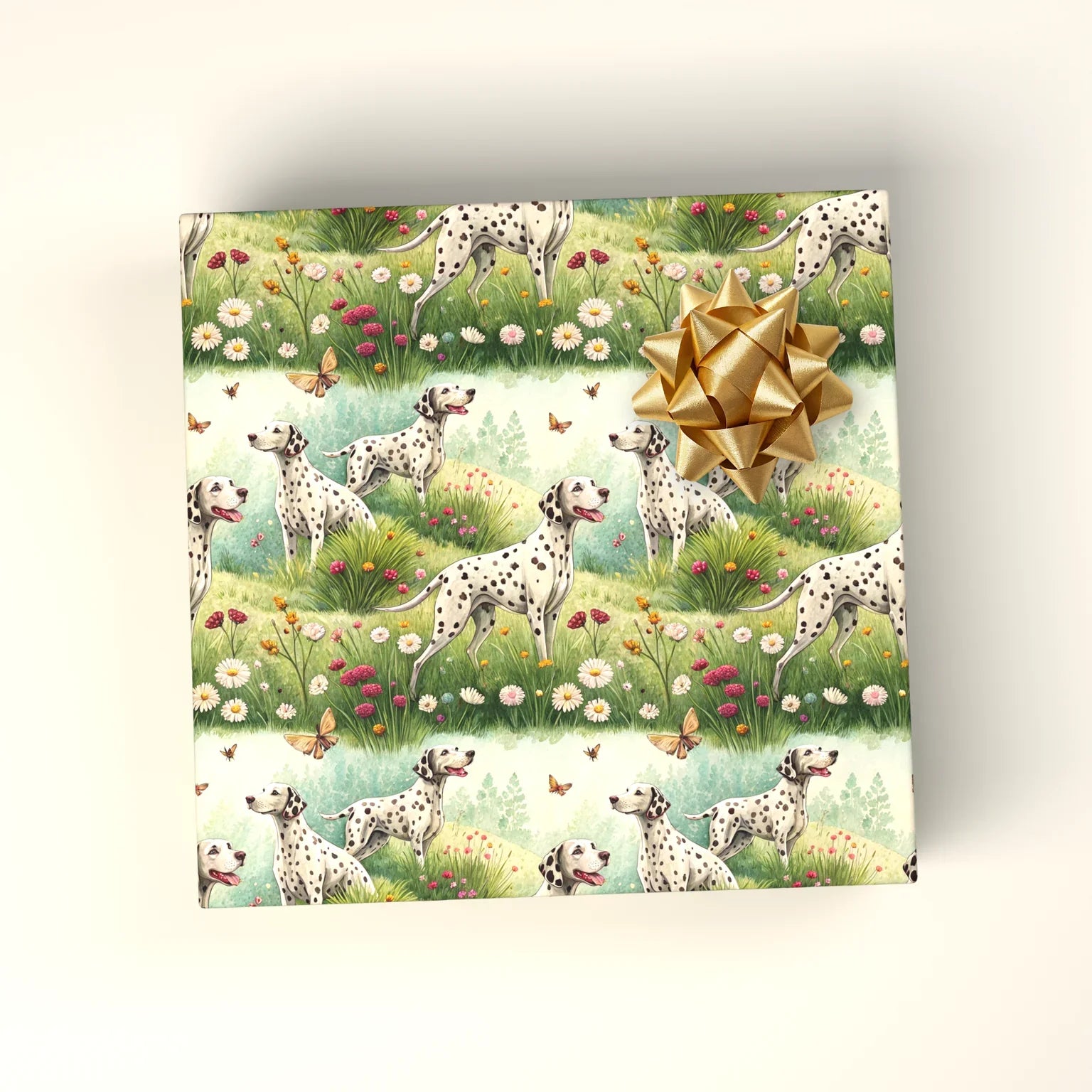 Spotted in the Garden: Dalmatian Wrapping Paper — wrapped gift presentation