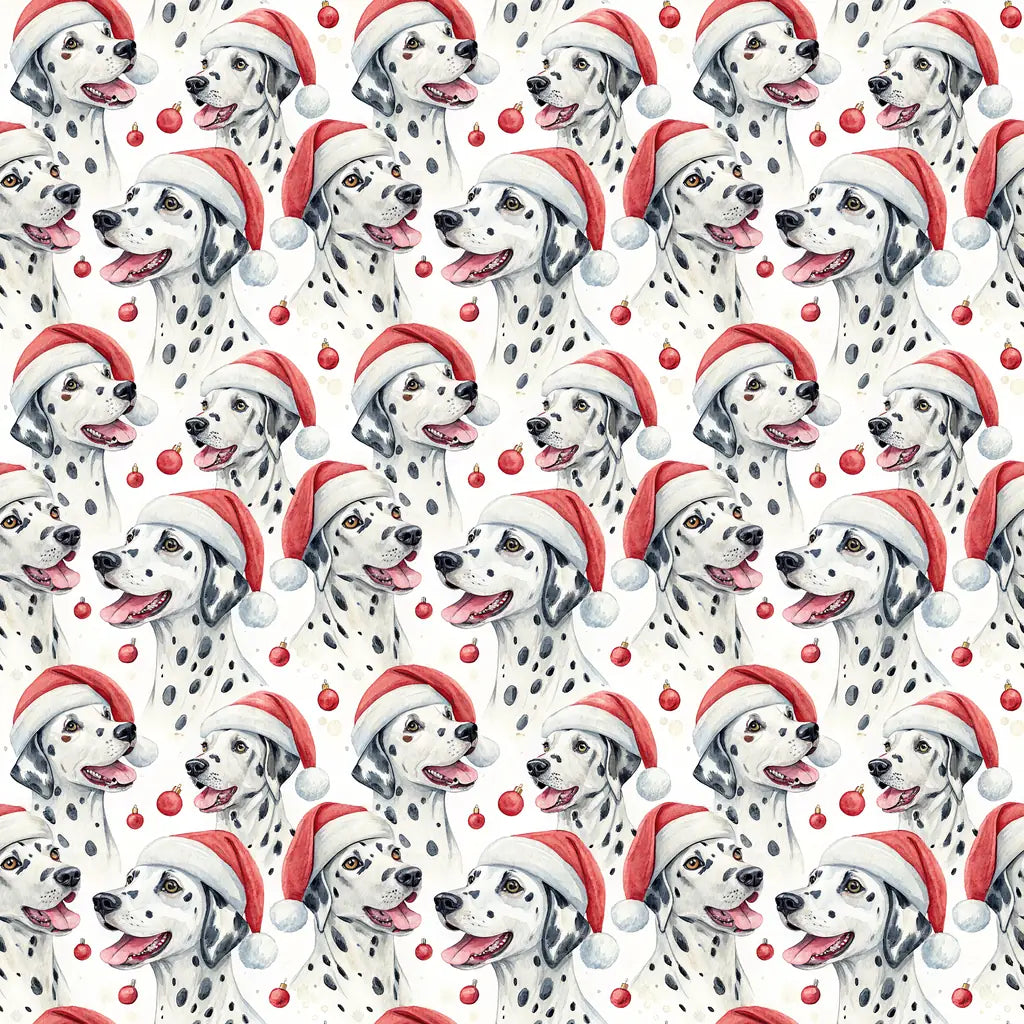 Spotty Santa: Dalmatian Christmas Wrapping Paper — repeating pattern tile
