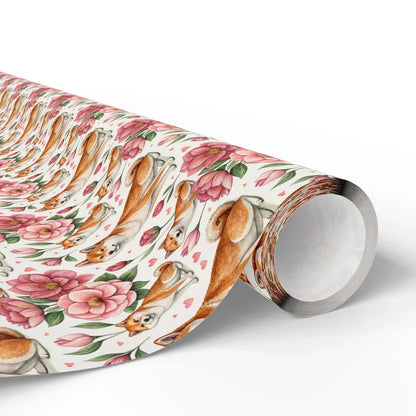 Such Bloom, Very Wow: Shiba Inu Floral Wrapping Paper — paper roll