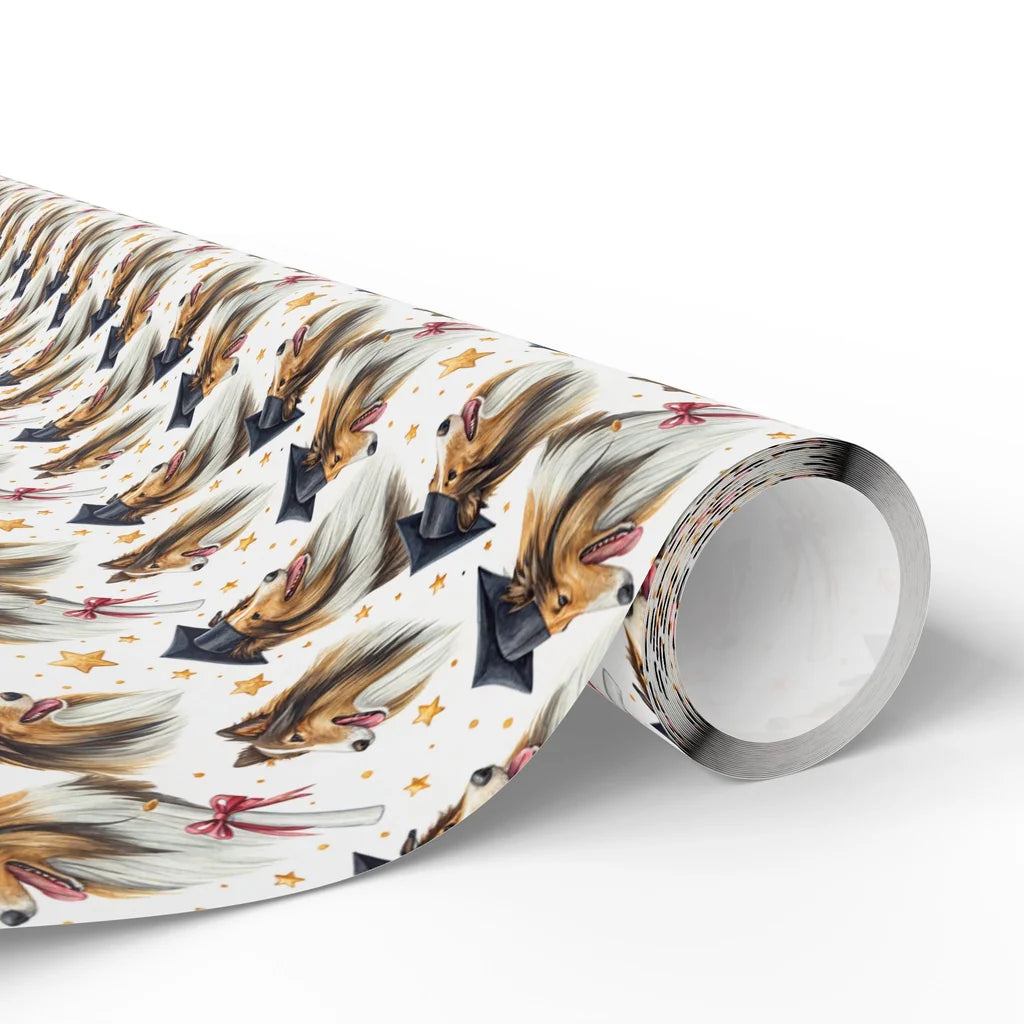 Top Dog Collie Graduation Wrapping Paper — paper roll