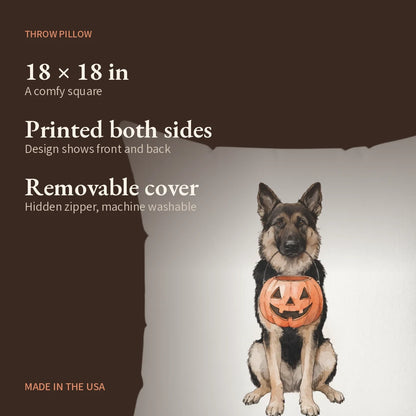Trick-or-Treat German Shepherd Throw Pillow — what you get