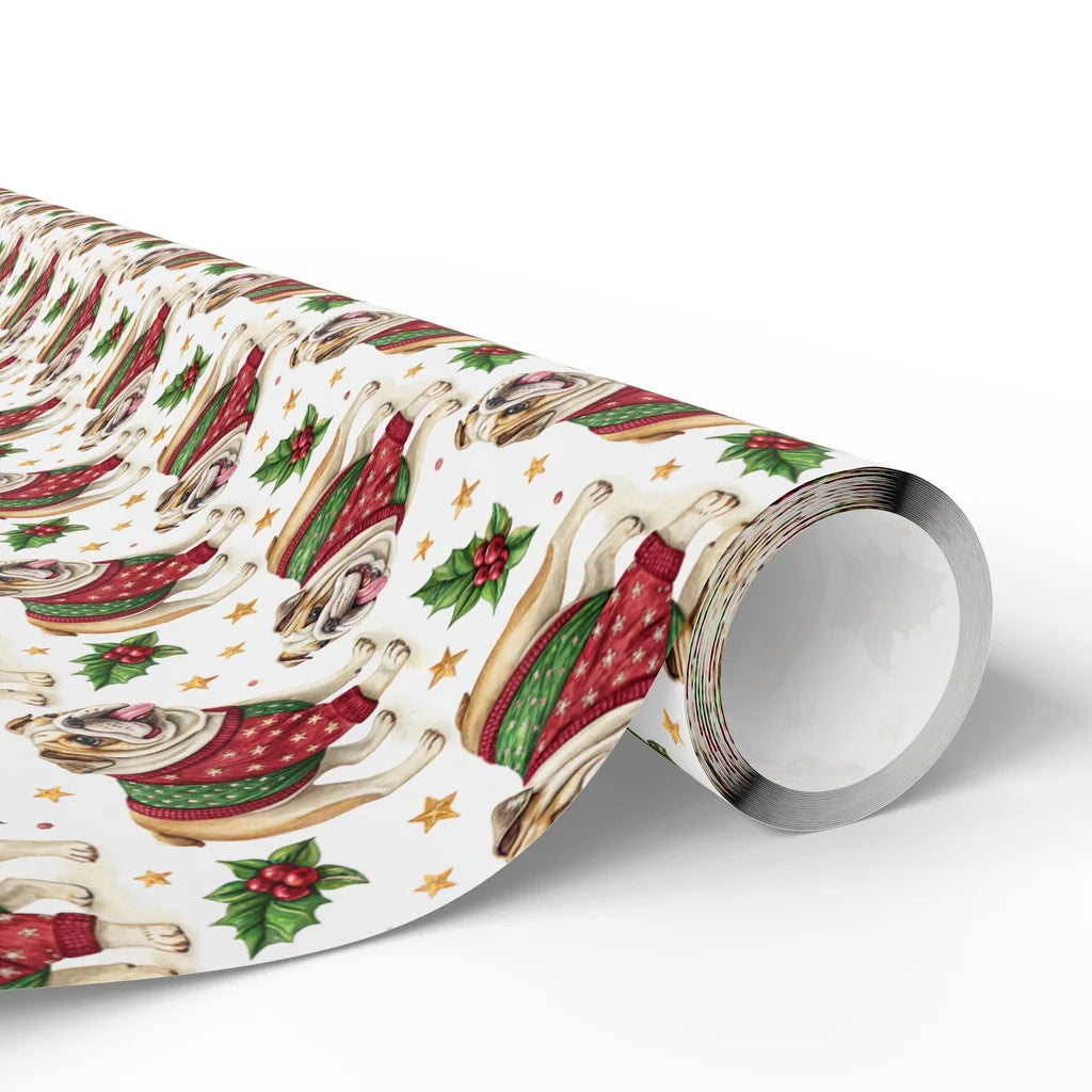 Ugly Christmas Sweater English Bulldog Wrapping Paper — paper roll