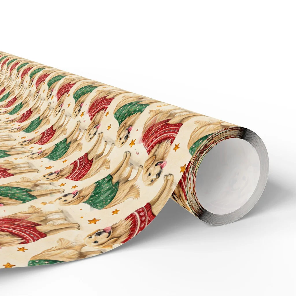 Ugly Christmas Sweater Golden Retriever Wrapping Paper — paper roll