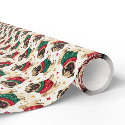 Ugly Christmas Sweater Pug Wrapping Paper — paper roll
