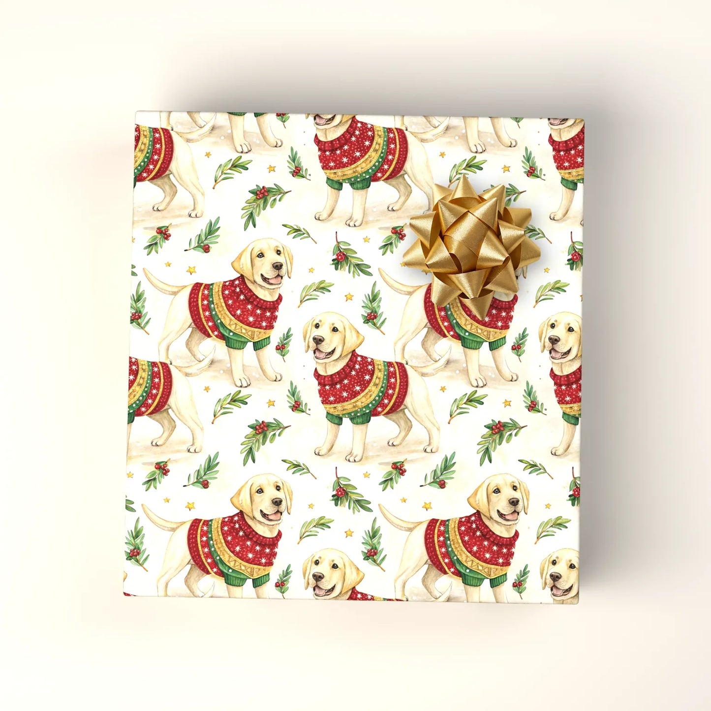 Ugly Christmas Sweater Yellow Lab Wrapping Paper — wrapped gift presentation