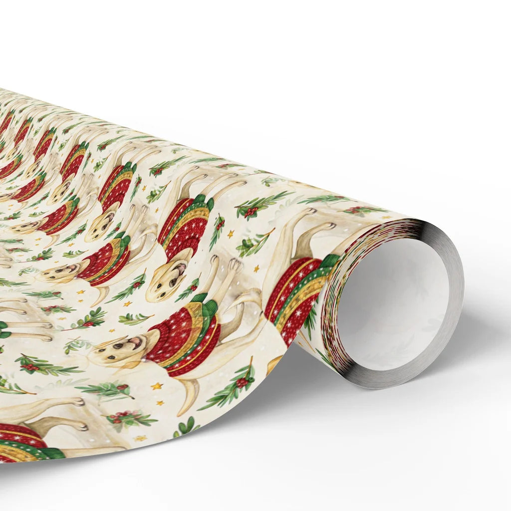 Ugly Christmas Sweater Yellow Lab Wrapping Paper — paper roll