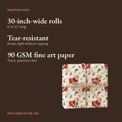 Ugly Sweater Yellow Lab Christmas Wrapping Paper — what you get