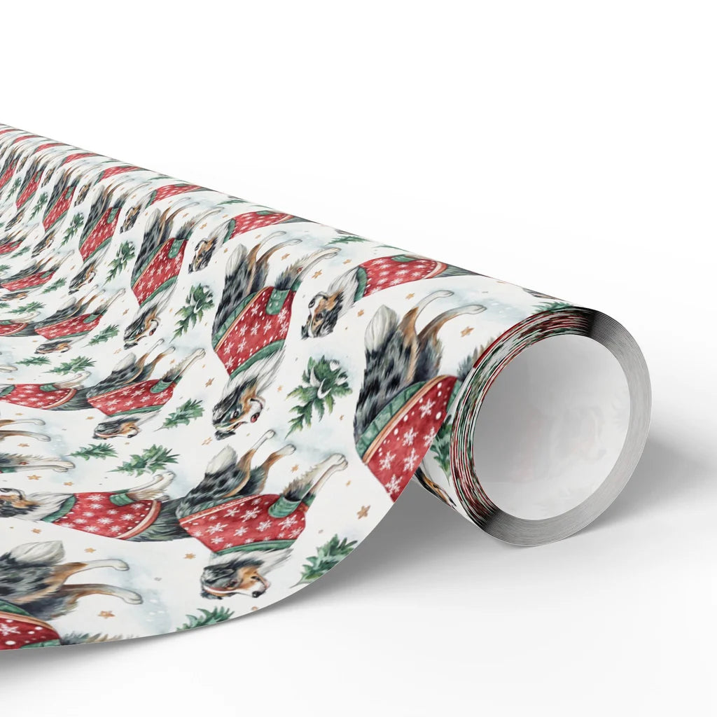 Ugly Sweater Australian Shepherd Christmas Wrapping Paper — paper roll