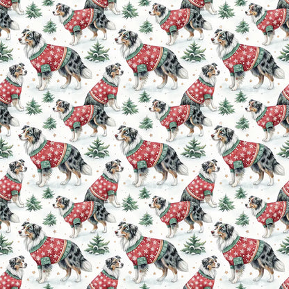 Ugly Sweater Australian Shepherd Christmas Wrapping Paper — repeating pattern tile