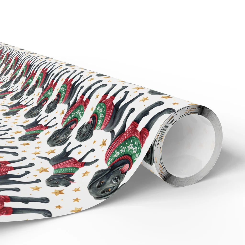 Ugly Sweater Black Lab Christmas Wrapping Paper — paper roll