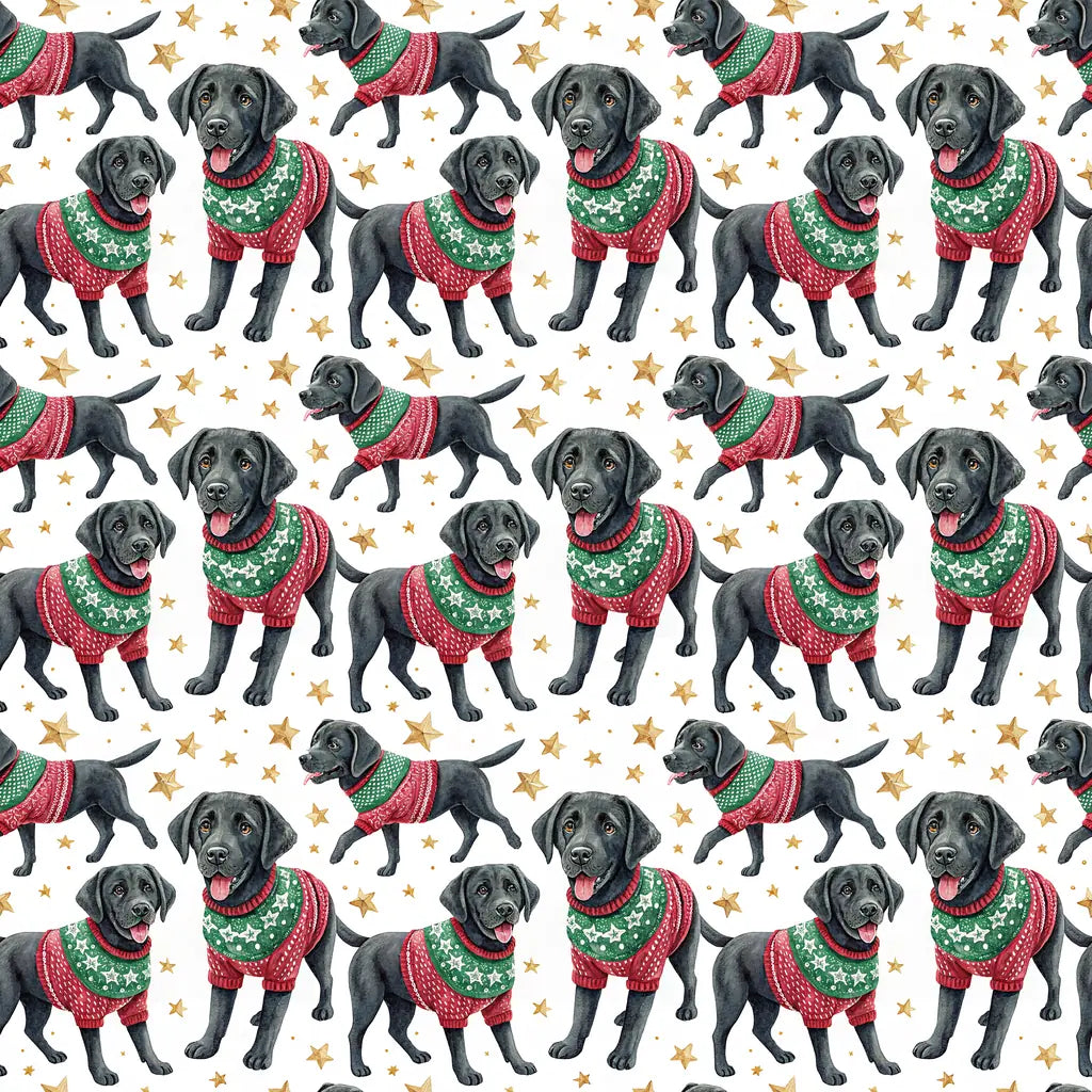 Ugly Sweater Black Lab Christmas Wrapping Paper — repeating pattern tile