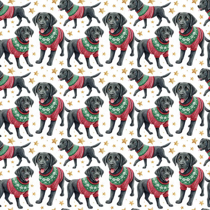 Ugly Sweater Black Lab Christmas Wrapping Paper — repeating pattern tile