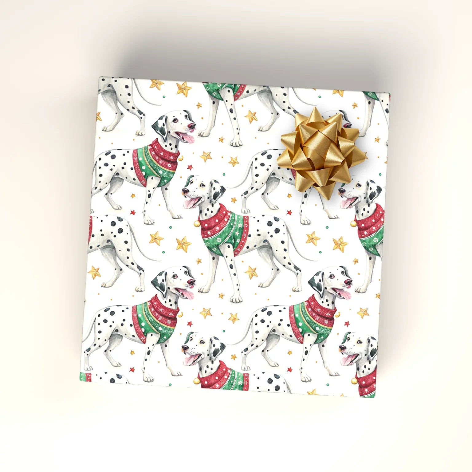 Ugly Sweater Dalmatian Christmas Wrapping Paper — wrapped gift presentation