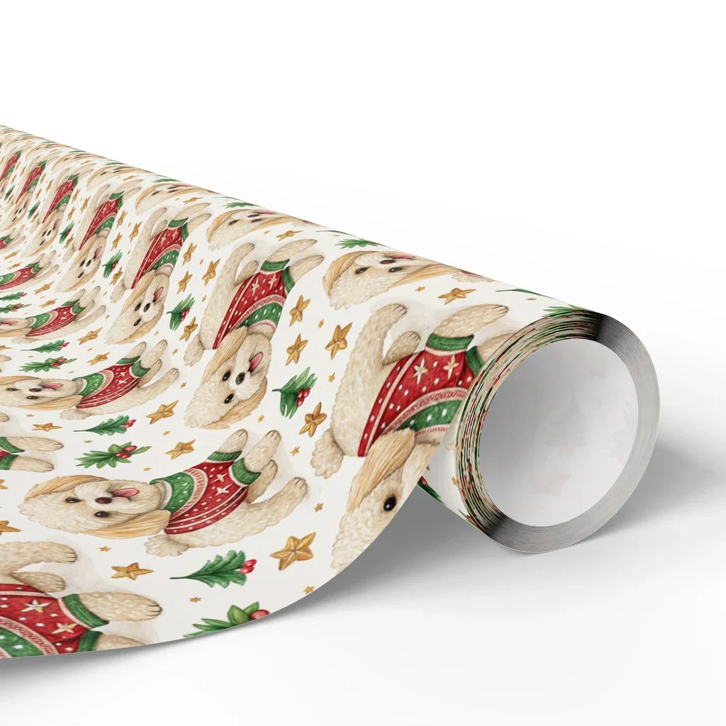 Ugly Sweater Maltese Christmas Wrapping Paper — paper roll