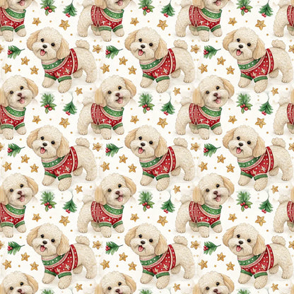 Ugly Sweater Maltipoo Christmas Wrapping Paper — repeating pattern tile