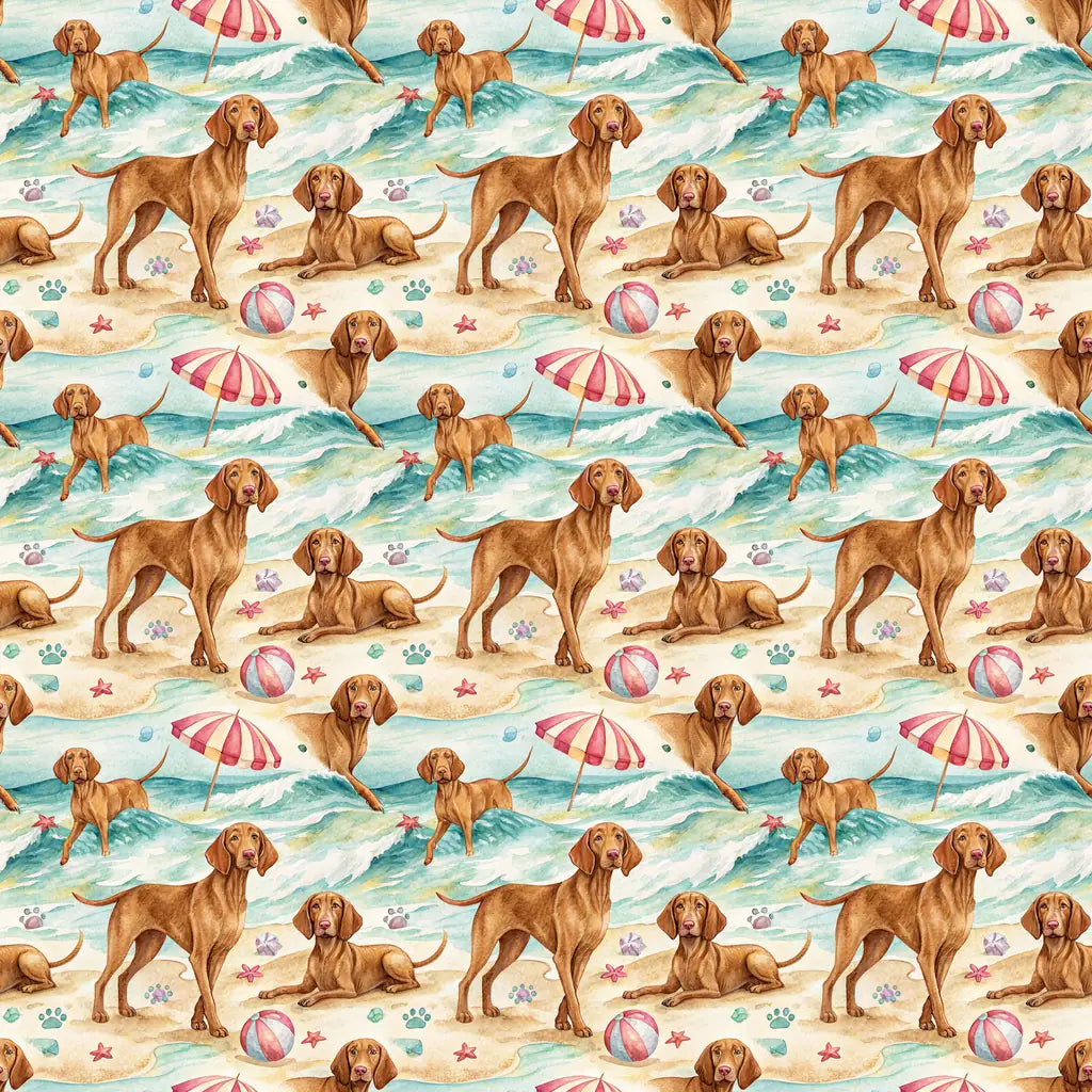 Vizsla Beach Wrapping Paper — repeating pattern tile