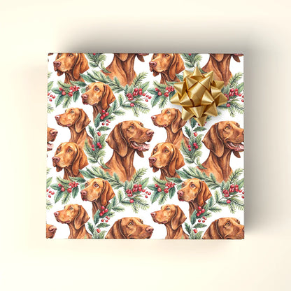 Vizsla Portrait Wreath Wrapping Paper — wrapped gift presentation
