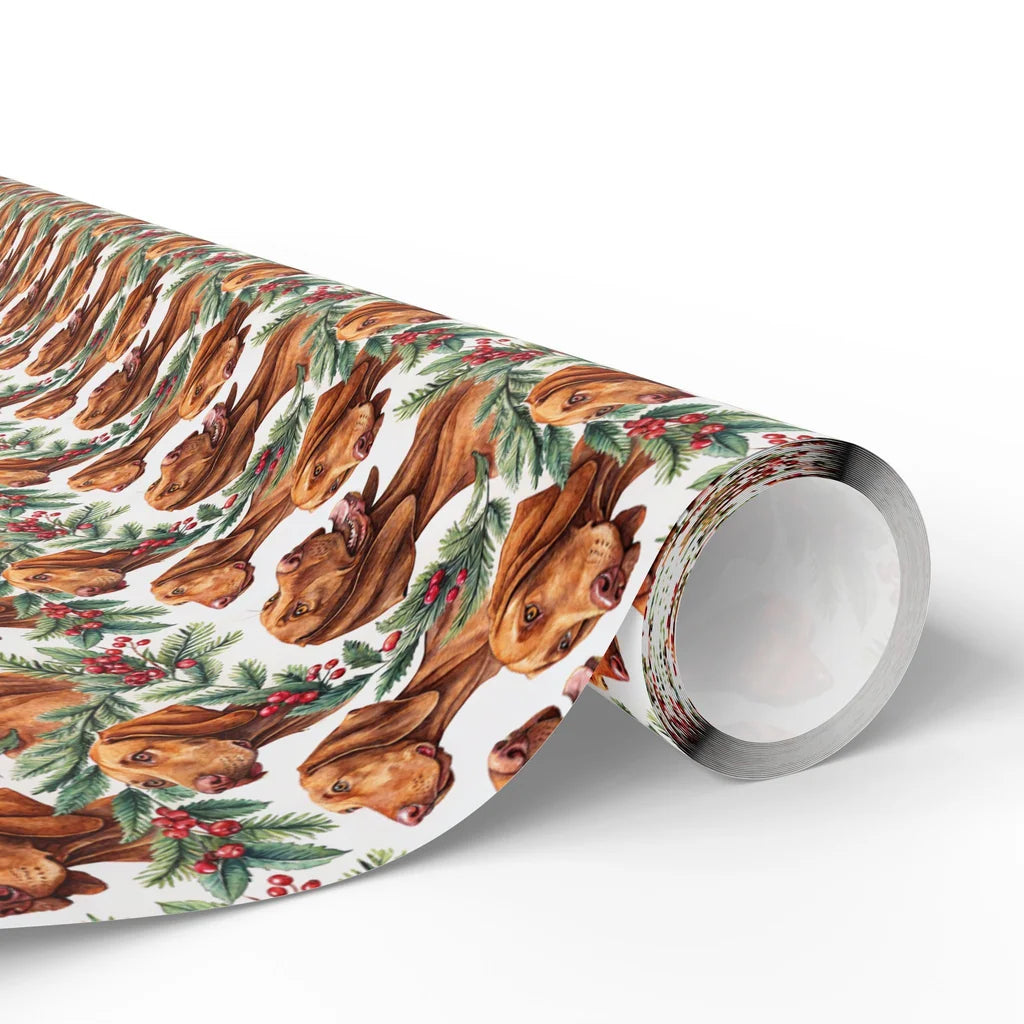 Vizsla Portrait Wreath Wrapping Paper — paper roll
