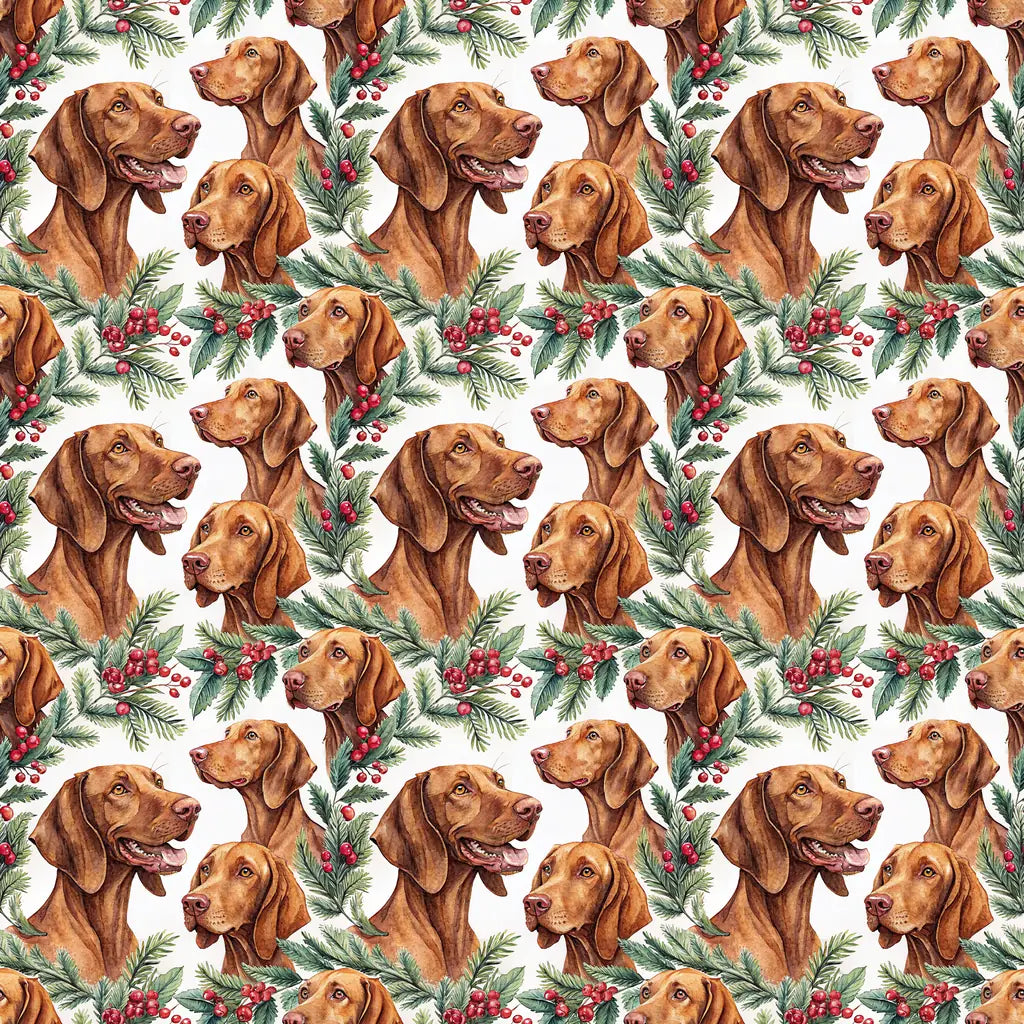 Vizsla Portrait Wreath Wrapping Paper — repeating pattern tile