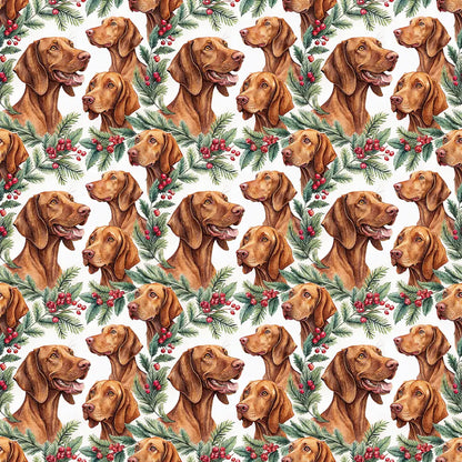 Vizsla Portrait Wreath Wrapping Paper — repeating pattern tile