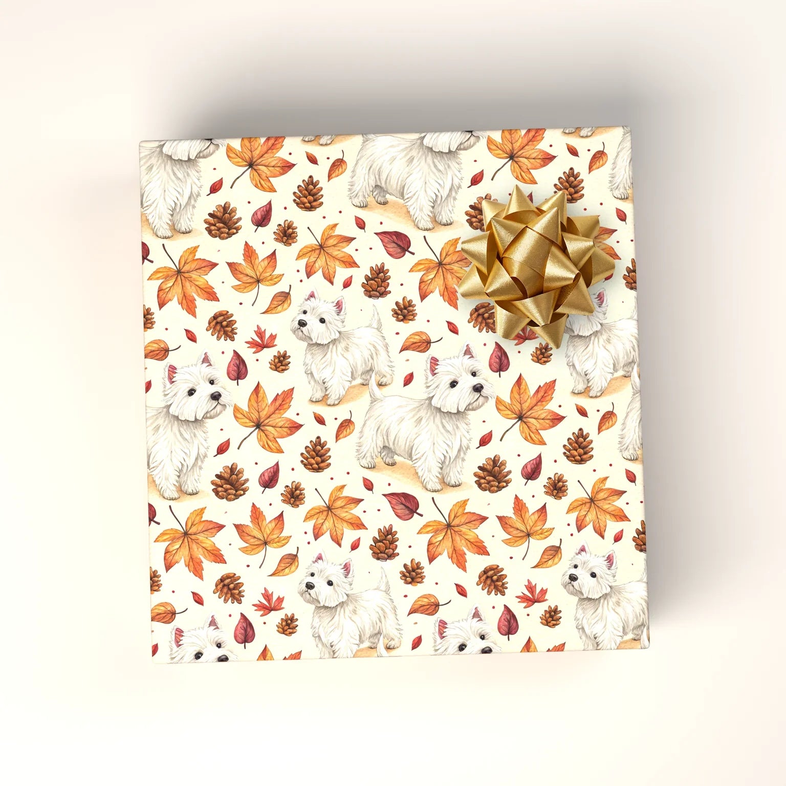 Westie Autumn Wrapping Paper — wrapped gift presentation