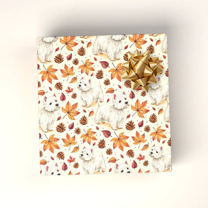 Westie Autumn Wrapping Paper — wrapped gift presentation