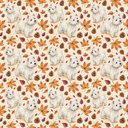 Westie Autumn Wrapping Paper — repeating pattern tile