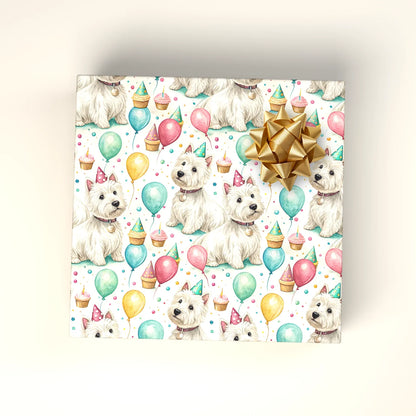 Westie Birthday Wrapping Paper — wrapped gift presentation