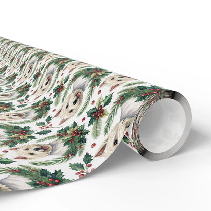 Westie Portrait Wreath Wrapping Paper — paper roll