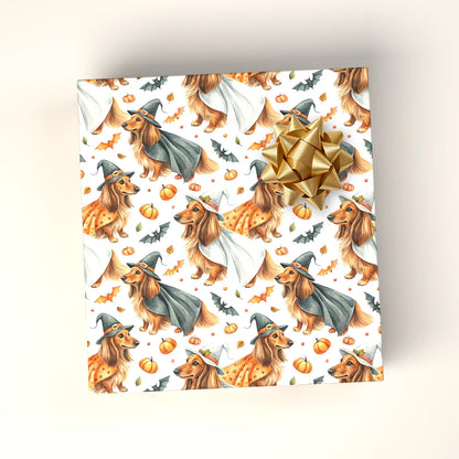 Witch Way to the Treats? Dachshund Halloween Wrapping Paper — wrapped gift presentation