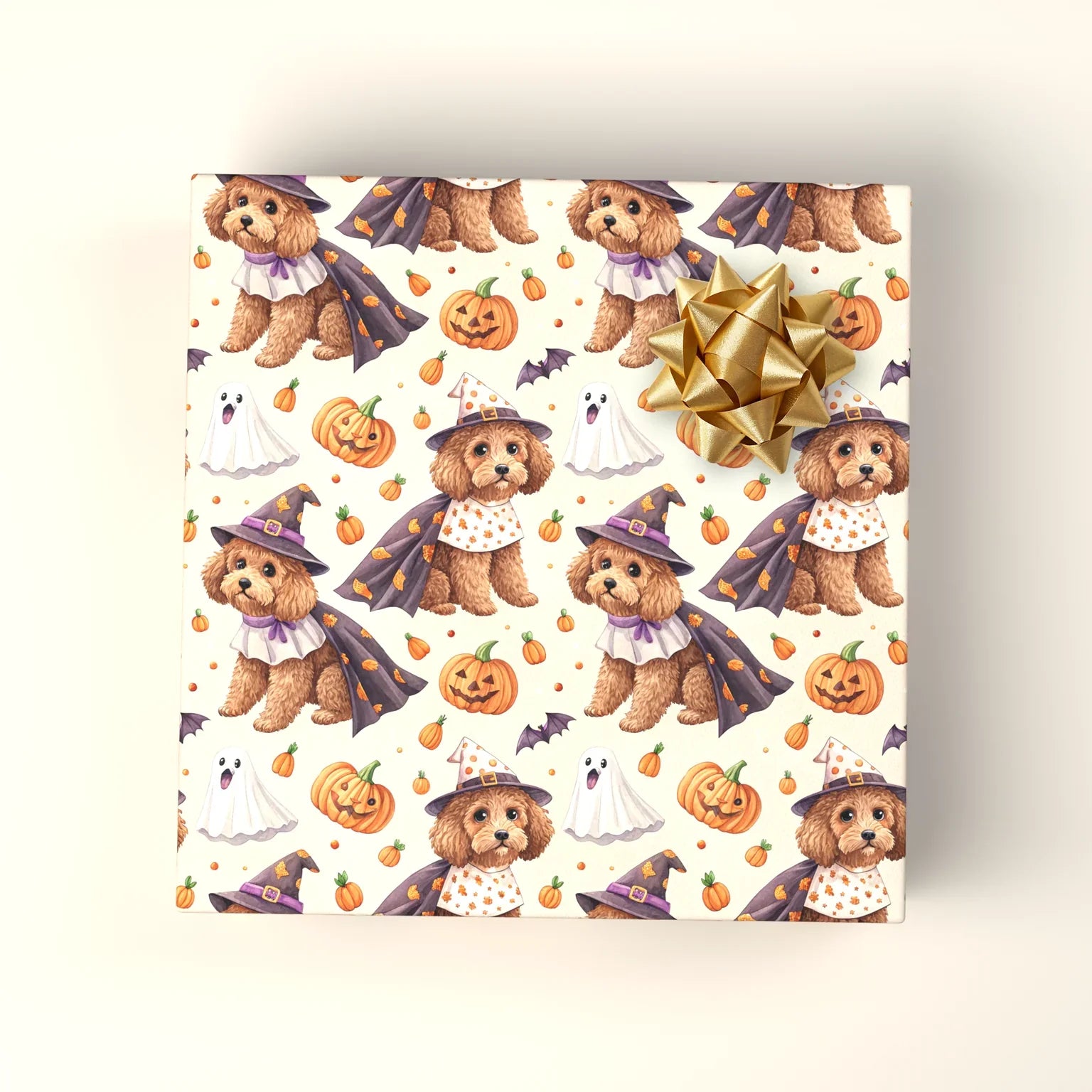 Witch Way to Treats? Doodle Halloween Wrapping Paper — wrapped gift presentation
