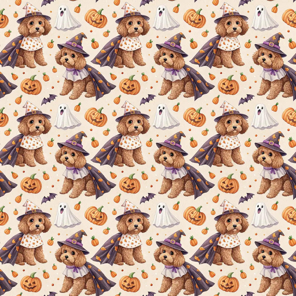 Witch Way to Treats? Doodle Halloween Wrapping Paper — repeating pattern tile