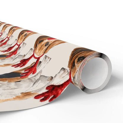 Reindog Beagle Wrapping Paper rolled