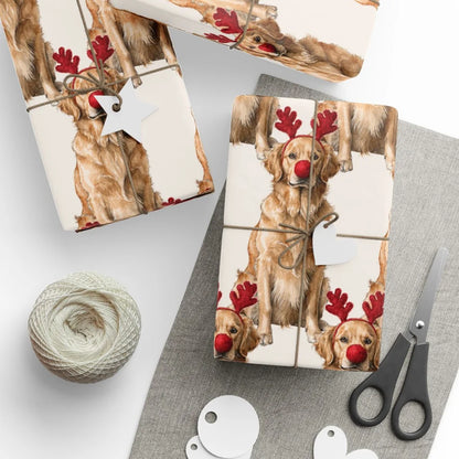 Reindog Golden Retriever Wrapping Paper context-1