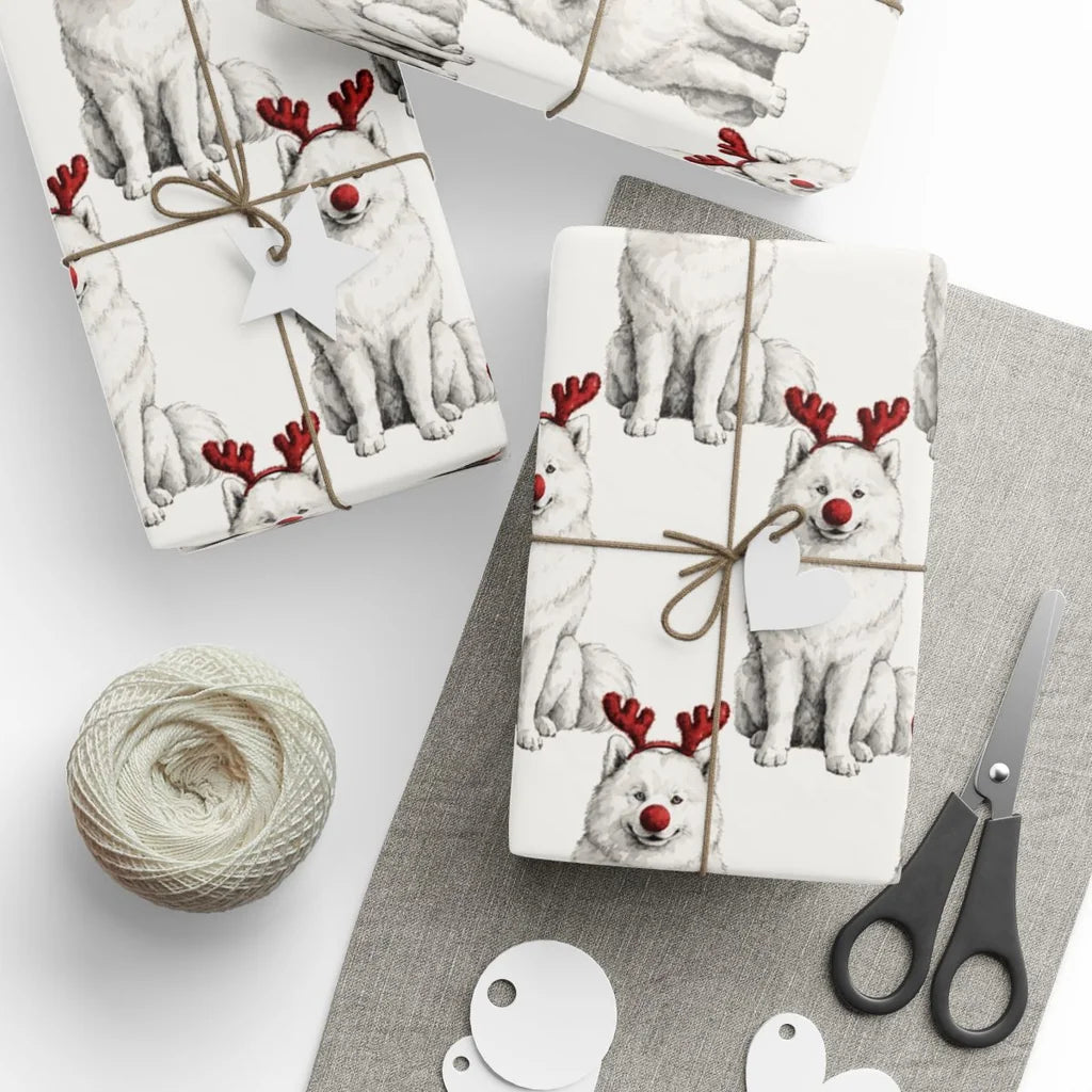 Reindog Samoyed Wrapping Paper context-1