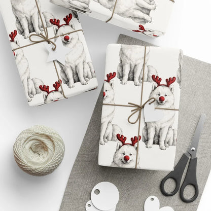 Reindog Samoyed Wrapping Paper context-1