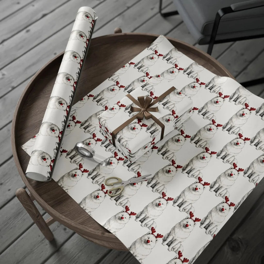 Reindog Samoyed Wrapping Paper context-2
