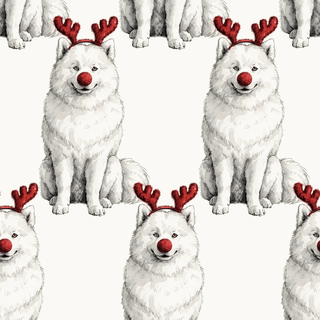 Reindog Samoyed Wrapping Paper pattern
