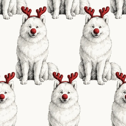 Reindog Samoyed Wrapping Paper pattern