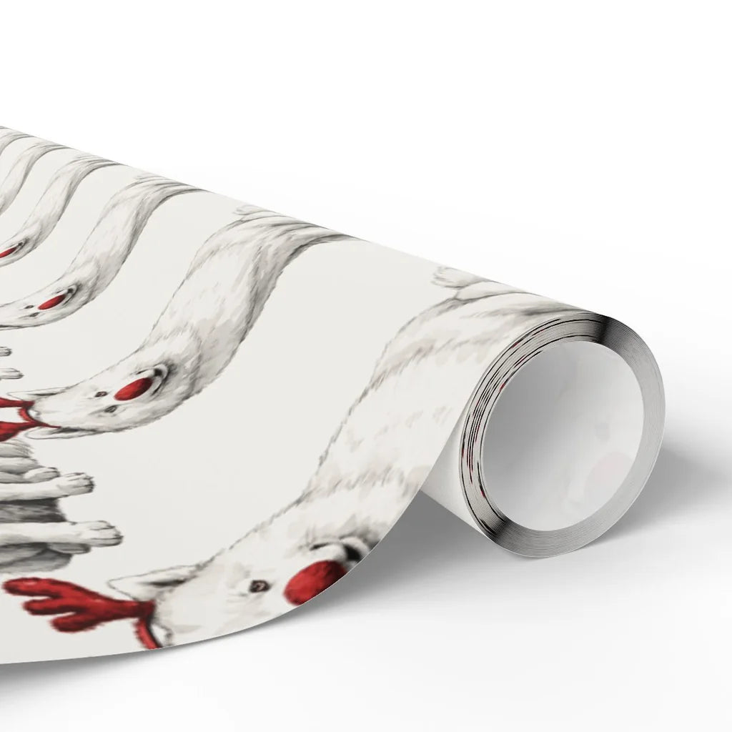 Reindog Samoyed Wrapping Paper rolled