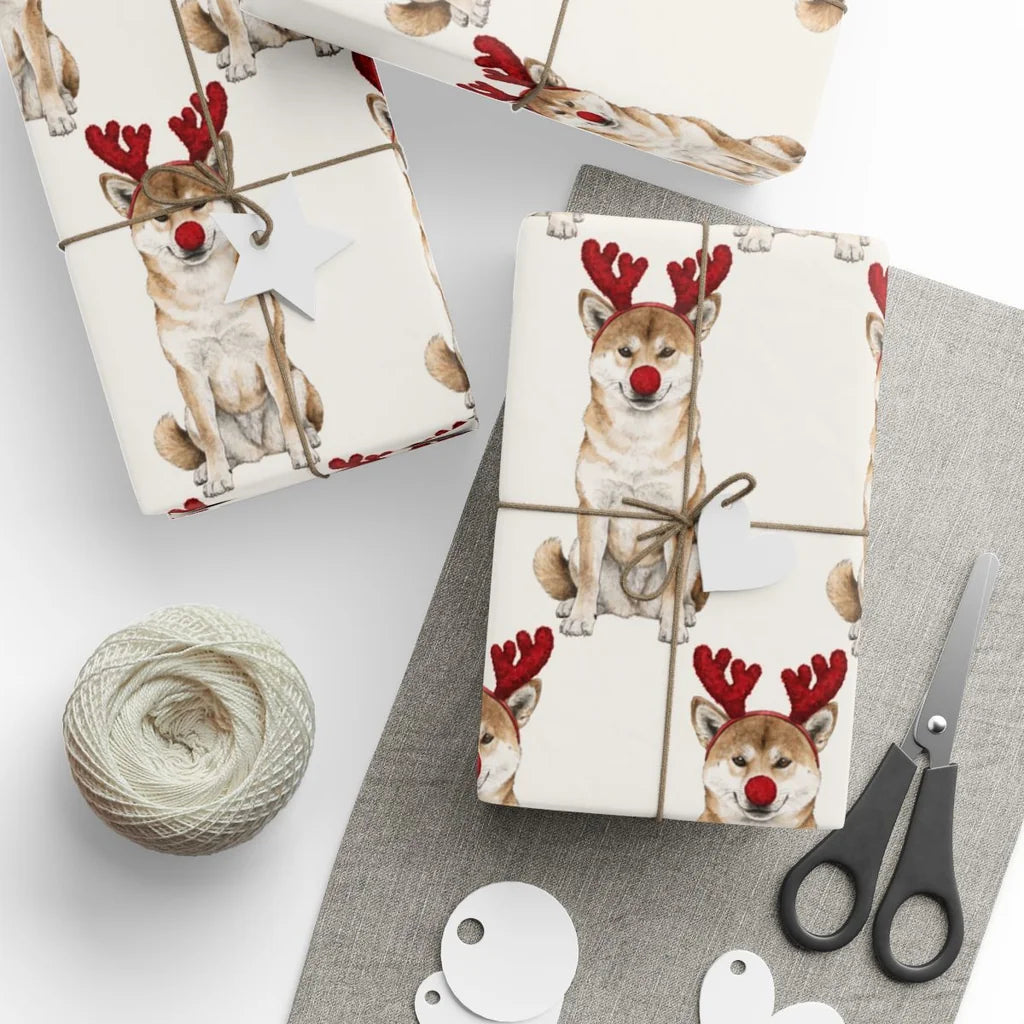 Reindog Shiba Inu Wrapping Paper context-1
