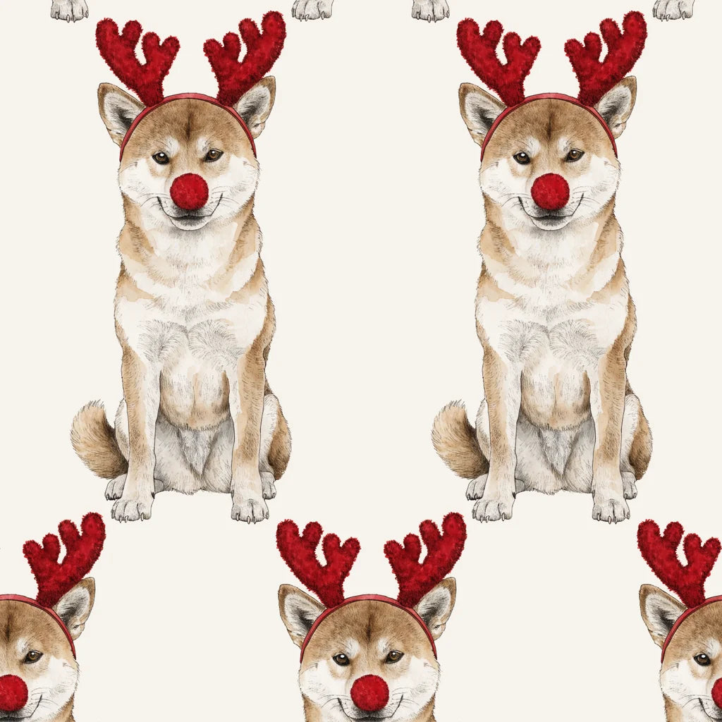 Reindog Shiba Inu Wrapping Paper pattern