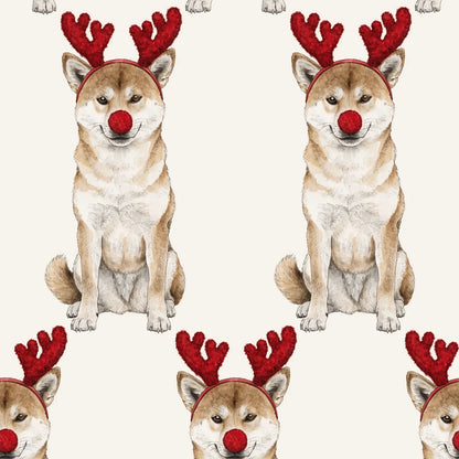 Reindog Shiba Inu Wrapping Paper pattern