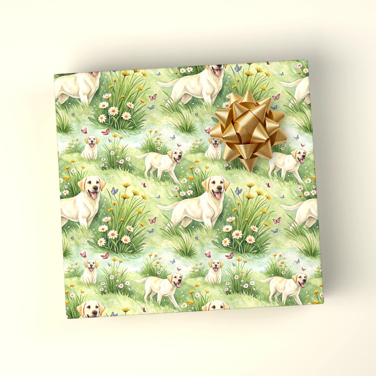 Yellow Lab in Bloom: Yellow Labrador Wrapping Paper — wrapped gift presentation