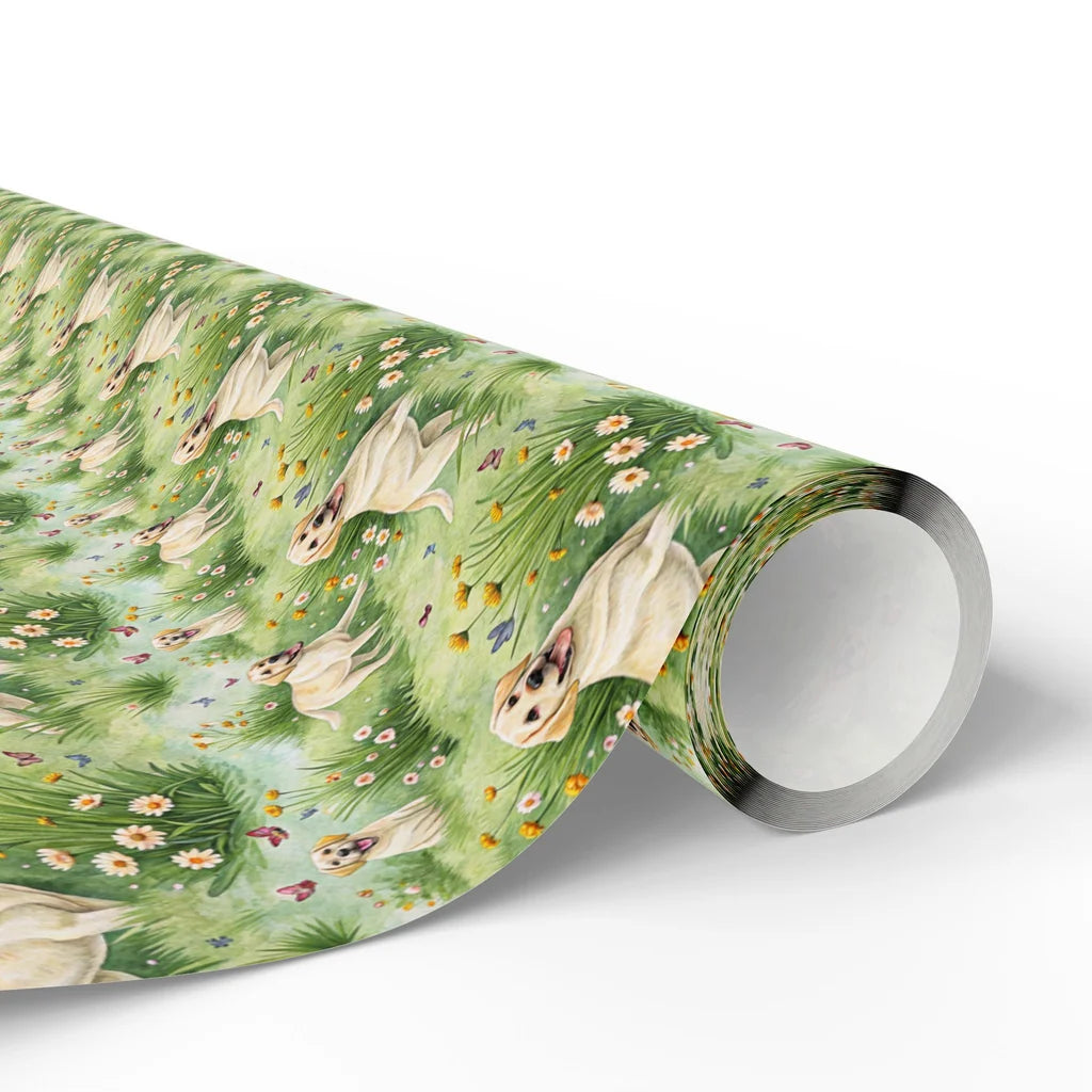 Yellow Lab in Bloom: Yellow Labrador Wrapping Paper — paper roll