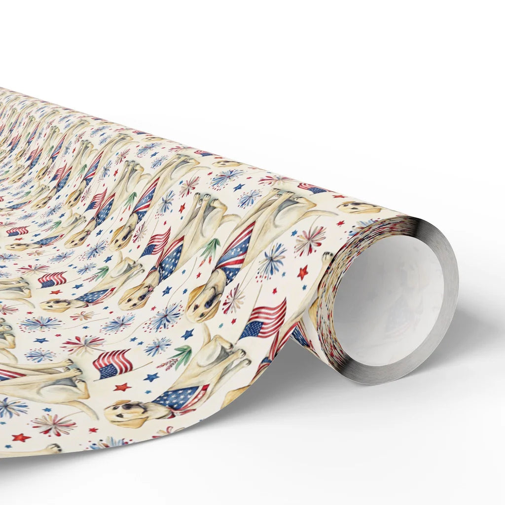 Yellow Labrador Retriever Americana Wrapping Paper — paper roll