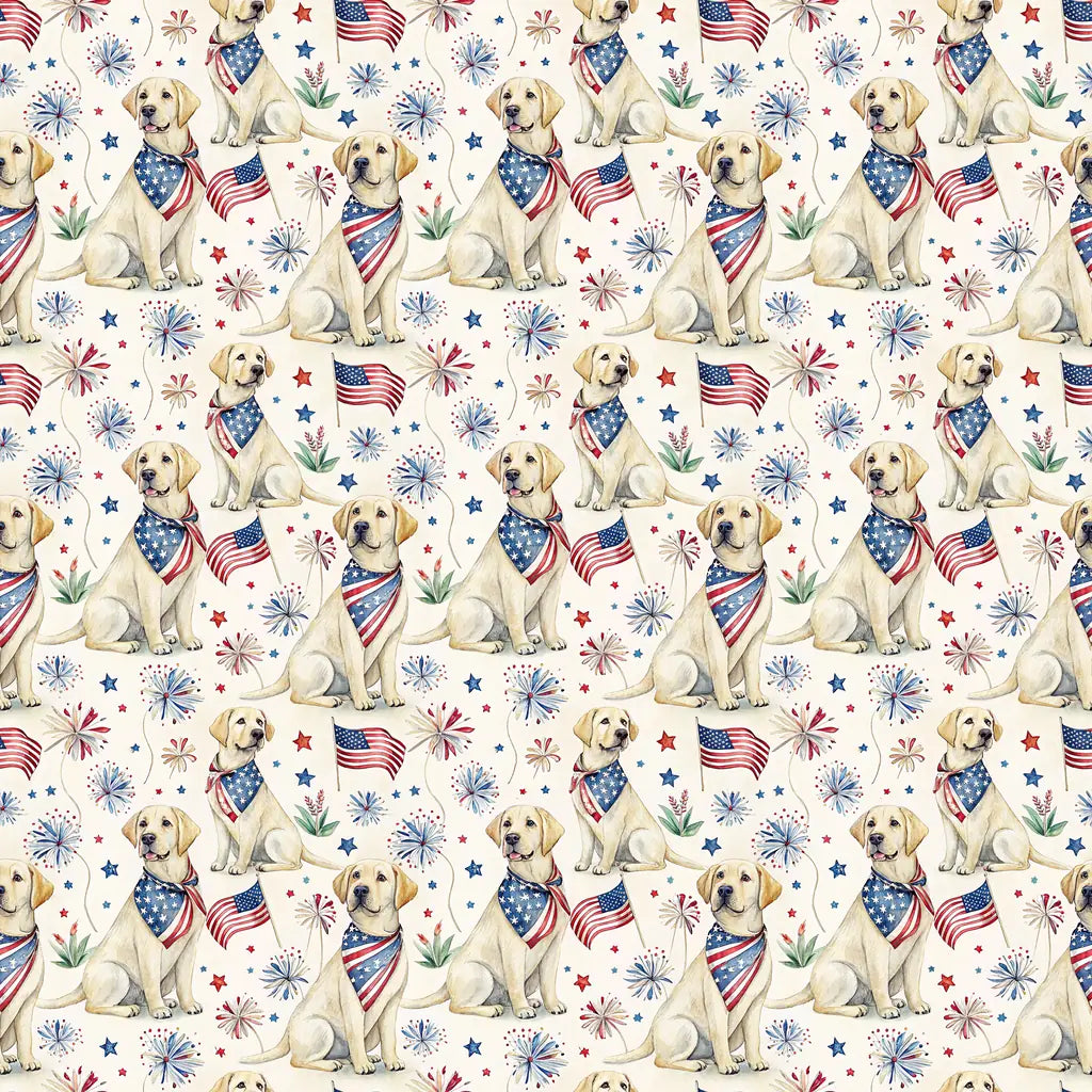 Yellow Labrador Retriever Americana Wrapping Paper — repeating pattern tile
