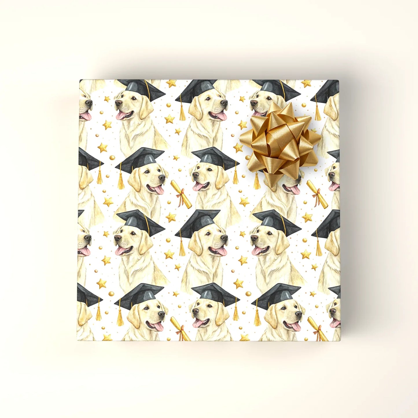 Yellow Labrador Retriever Graduation Wrapping Paper — wrapped gift presentation